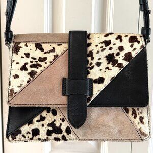 Topshop Genuine Leather Calf Hair Animal Print Shoulder Bag Modern Cowhide
